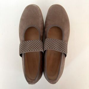 Hartjes Nubuck Brown Leather Ballerina Flats (UK6/US8)